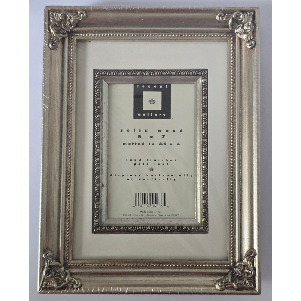 Regent Gallery 5x7 Solid Wood Picture Frame Gold Leaf Ornate Beaded 3.5x5 Mat